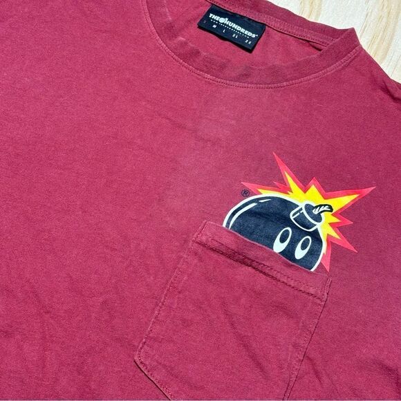 Vintage Y2K The‎ Hundreds Adam Bomb Pocket T Shirt sz Small Red - Picture 1 of 5